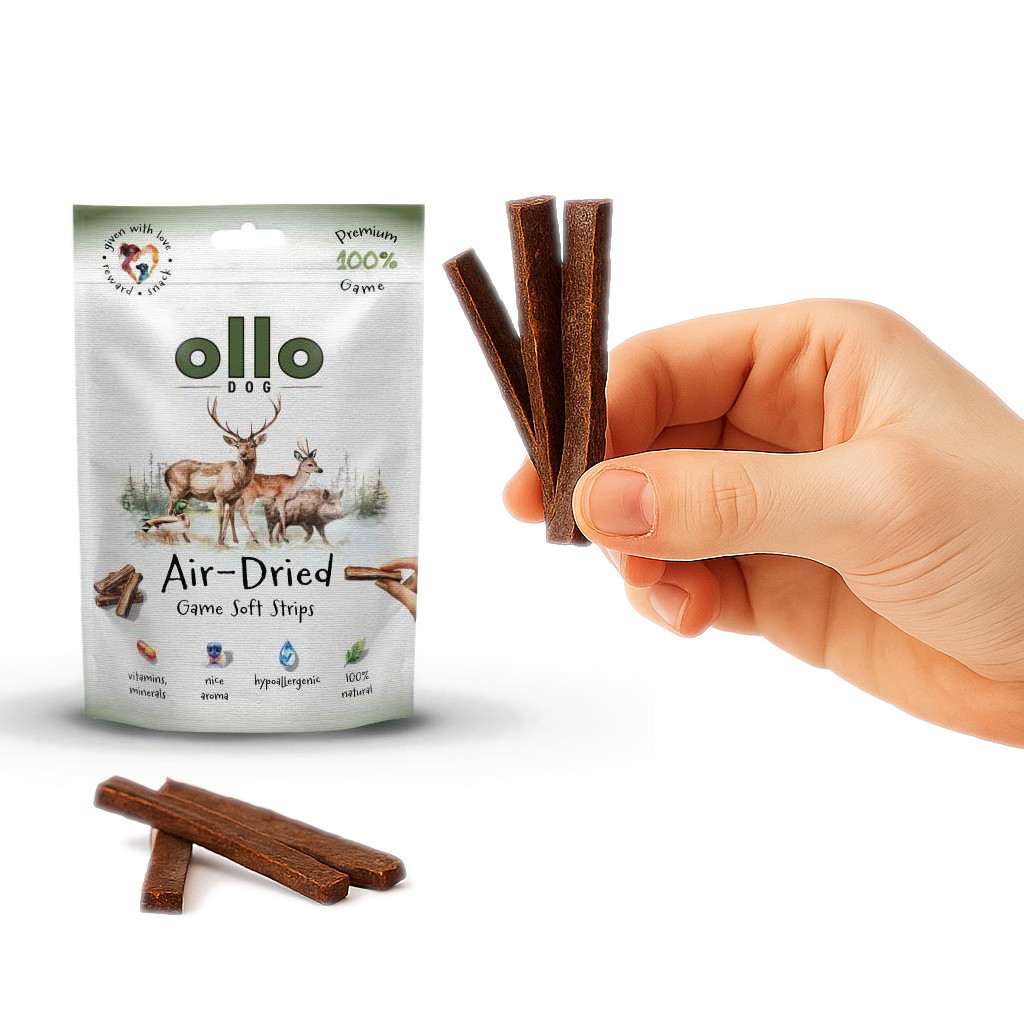 OLLO Air-Dried Game strips - pamlsek pro psa - 80g - foto 3