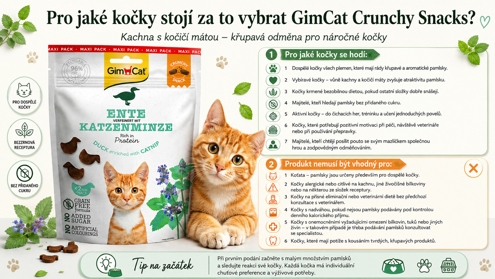 GIMCAT Crunchy Snacks Kachna s šantou kočičí – pamlsek pro kočku – 140g - foto 2