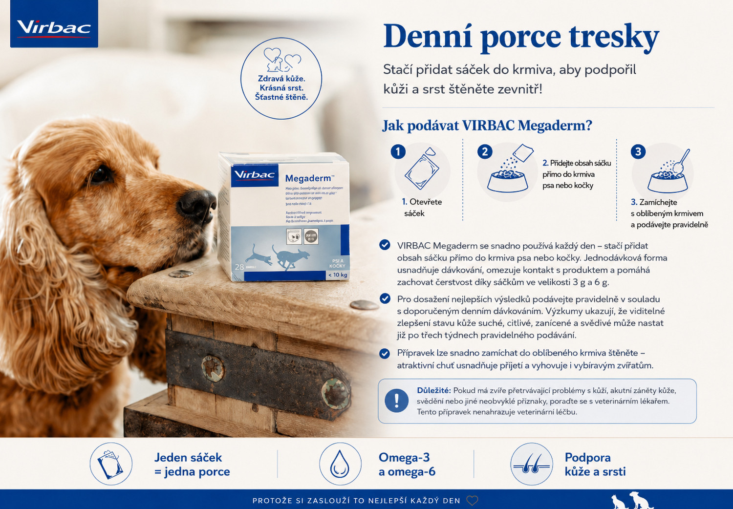 VIRBAC Megaderm mastné kyseliny posilující kůži a srst - doplňky stravy pro psy a kočky - 28x4ml - foto 3