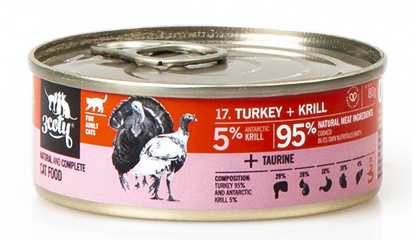 3COTY Turkey with krill - mokré krmivo pro kočky - 80g - foto 9