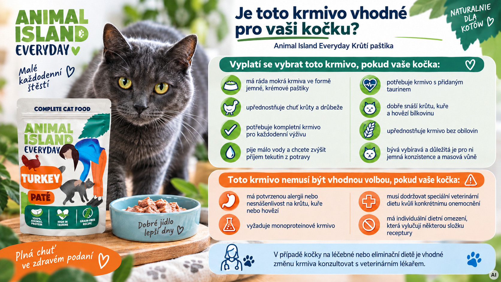 ANIMAL ISLAND Everyday Turkey pate - mokré krmivo pro kočky - 100g - foto 3