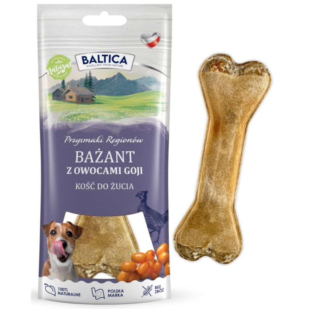 BALTICA Przysmaki regionów Chewing bone Pheasant with goji berries - pamlsek pro psa - 1 - foto 1