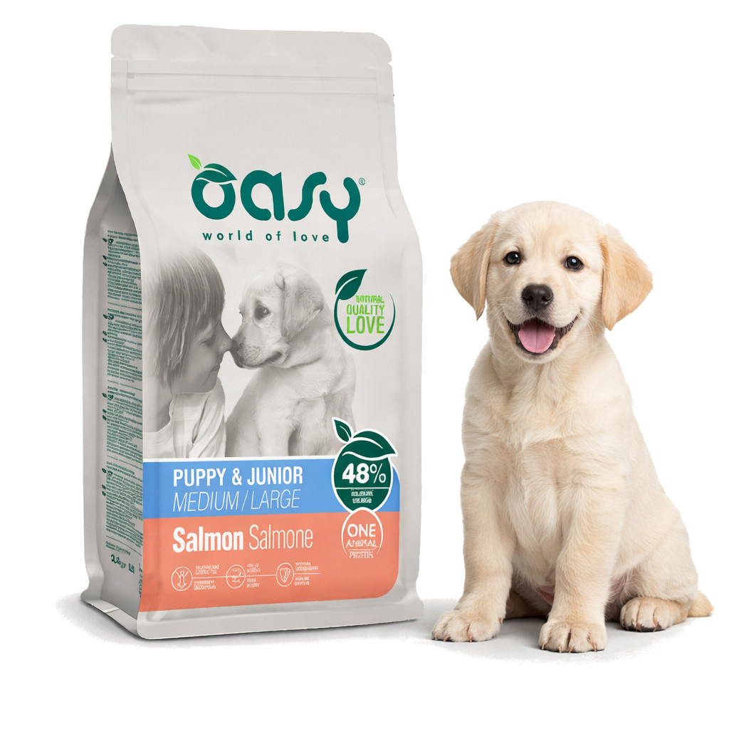 OASY One Animal Protein Puppy & Junior Medium/Large Salmon - suché krmivo pro psy - 12kg - foto 2