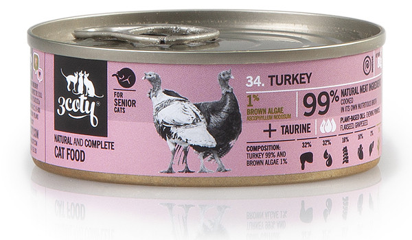 3COTY Turkey Senior - mokré krmivo pro kočky - 12x80g - foto 9
