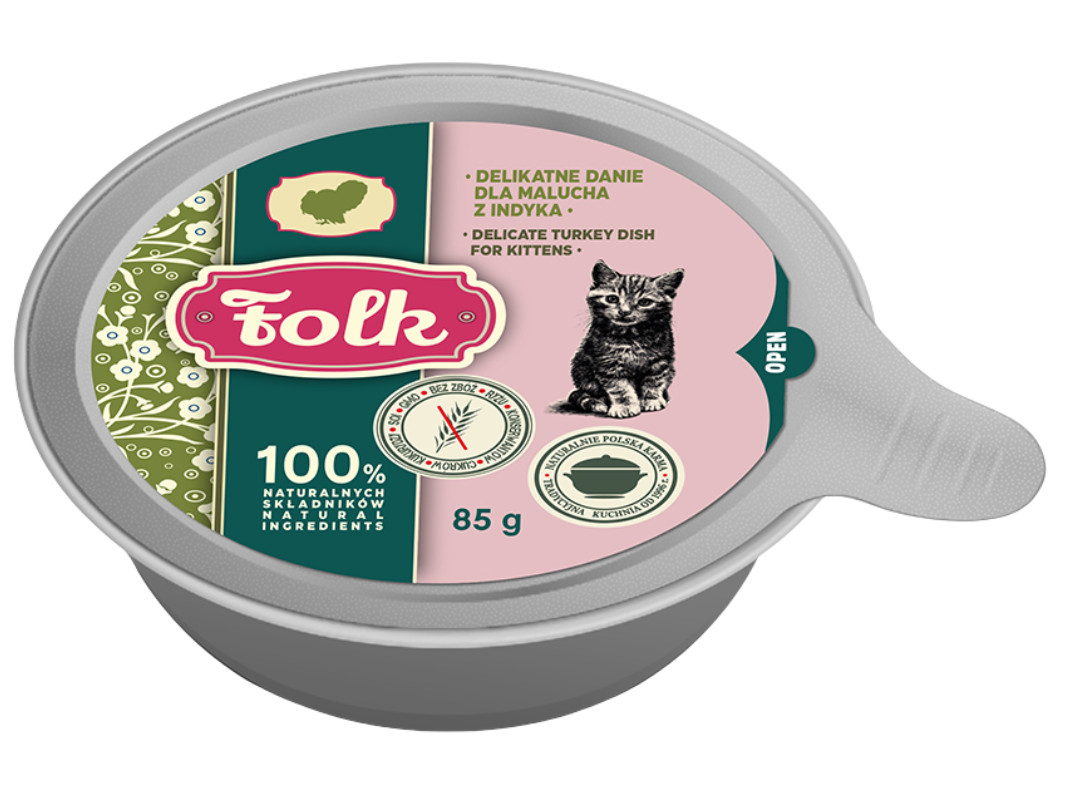 FOLK Kitten Delicate turkey dish - mokré krmivo pro kočky - 85g - foto 1