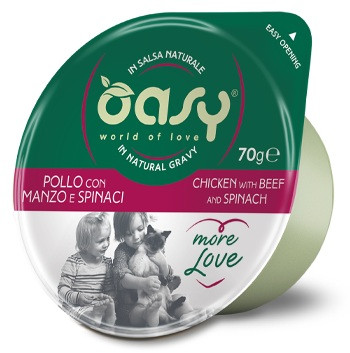 OASY More Love Chicken with beef and spinach - mokré krmivo pro kočky - 70g - foto 1