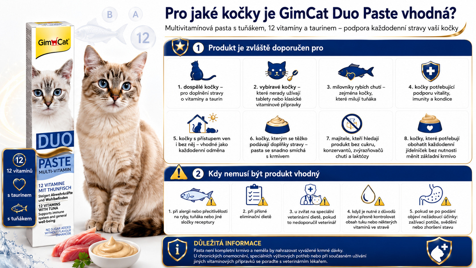 GIMCAT Duo Paste Multi-vitamin s tuňákem – pamlsek pro kočku – 50g - foto 2