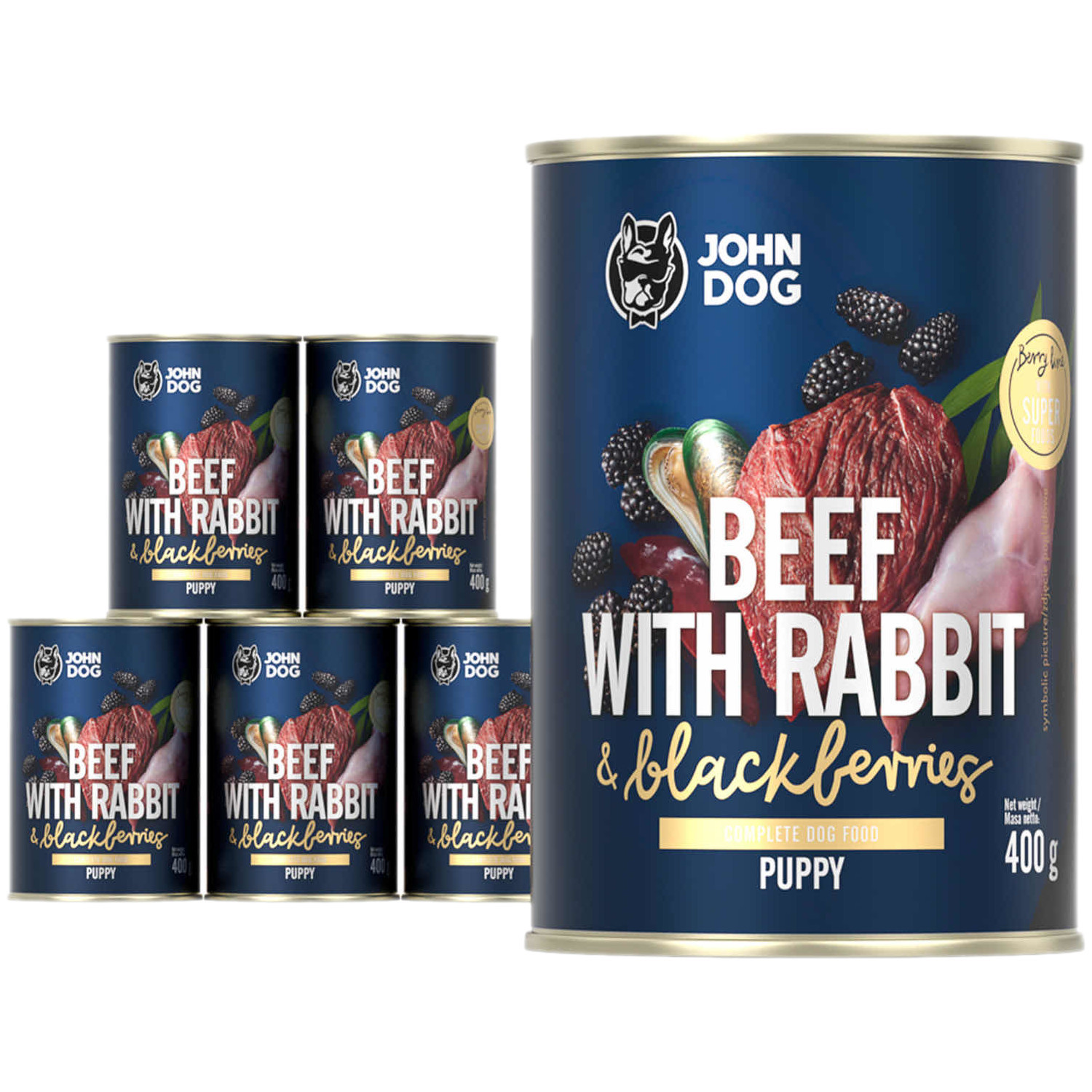 JOHN DOG Berry Puppy Beef and rabbit with blackberries - Mokré krmivo pro psy - 6 x 400 g - foto 2