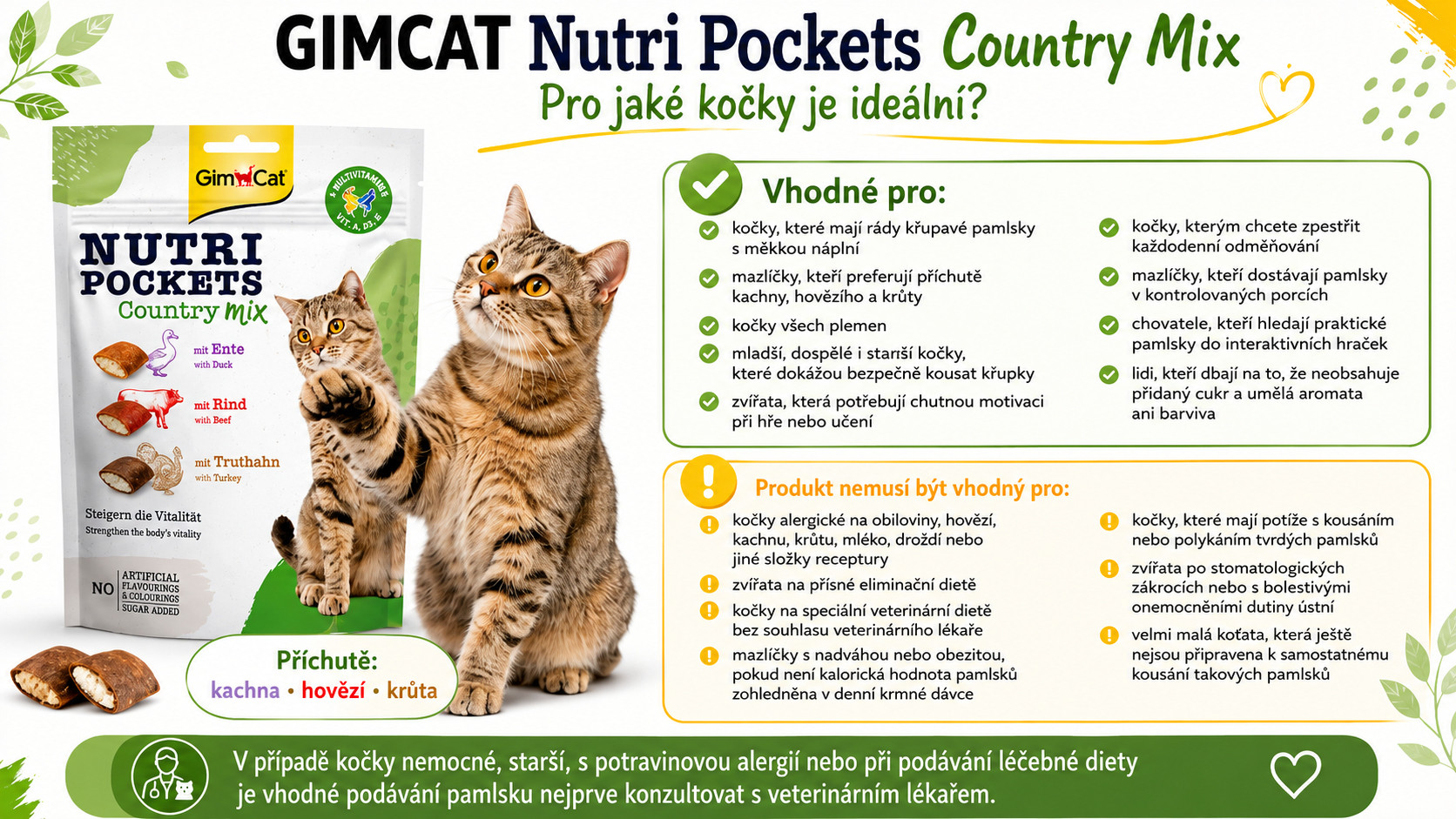 GIMCAT Nutri Pockets Country mix – pamlsek pro kočku – 150g - foto 2