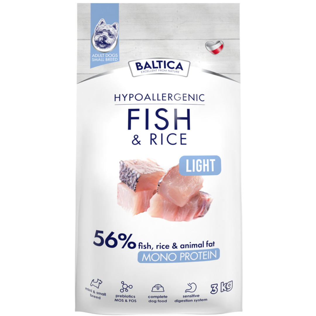 BALTICA Nutraceutic Hypoallergenic Light S Mono Fish with rice - suché krmivo pro psy - 3kg - foto 1