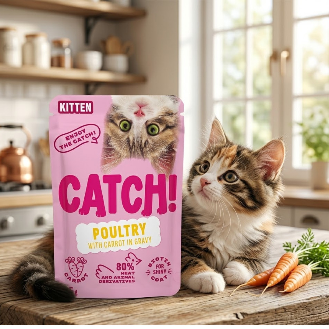 CATCH Kitten Poultry and carrot in gravy - mokré krmivo pro kočky - 85g - foto 2
