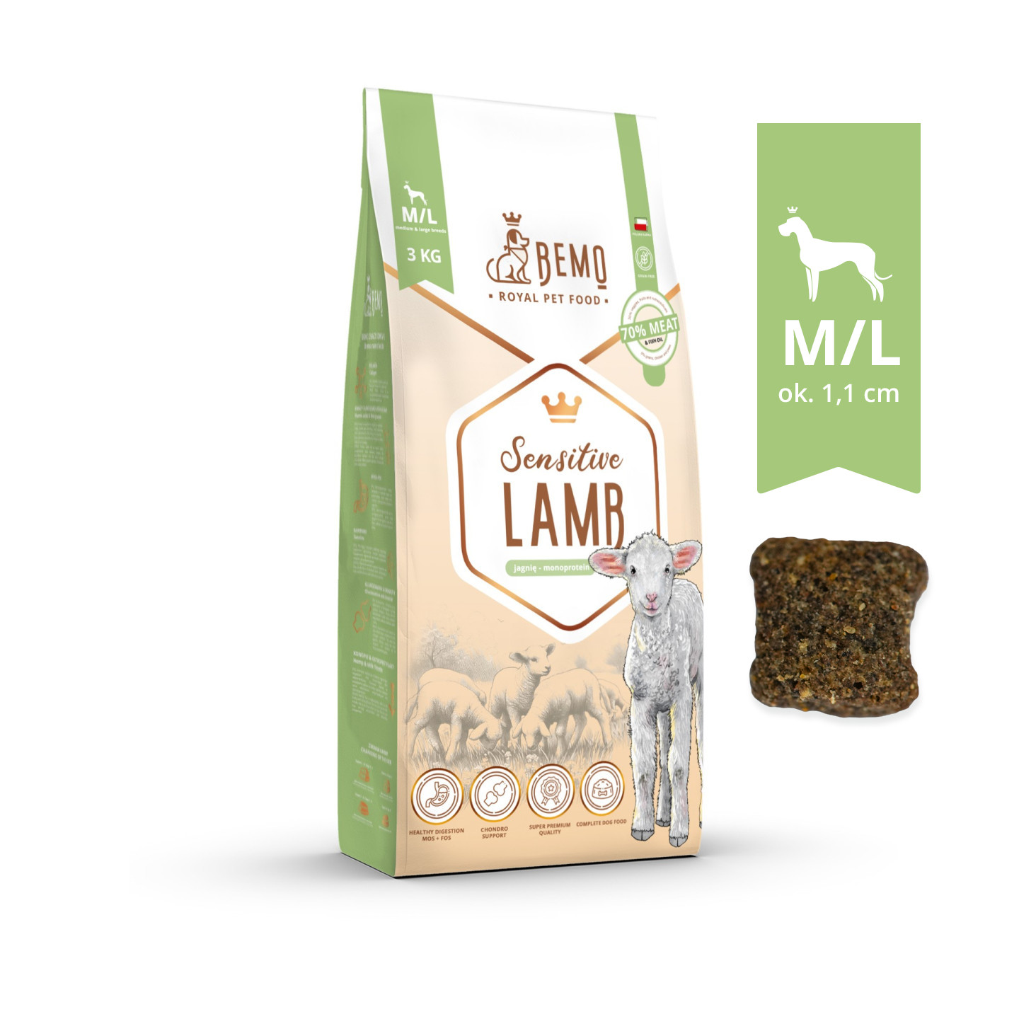 BEMO Sensitive Lamb Medium/Large Mono - suché krmivo pro psy - 3kg - foto 1