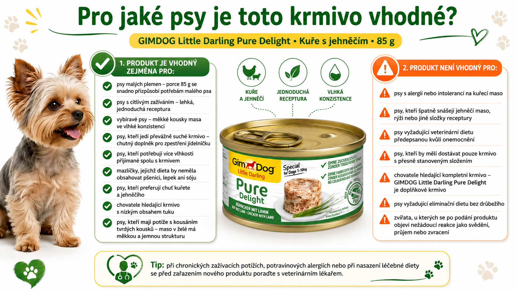 GIMDOG Little Darling Pure Delight Chicken with lamb - vlhké krmivo pro psy - 85g - foto 2