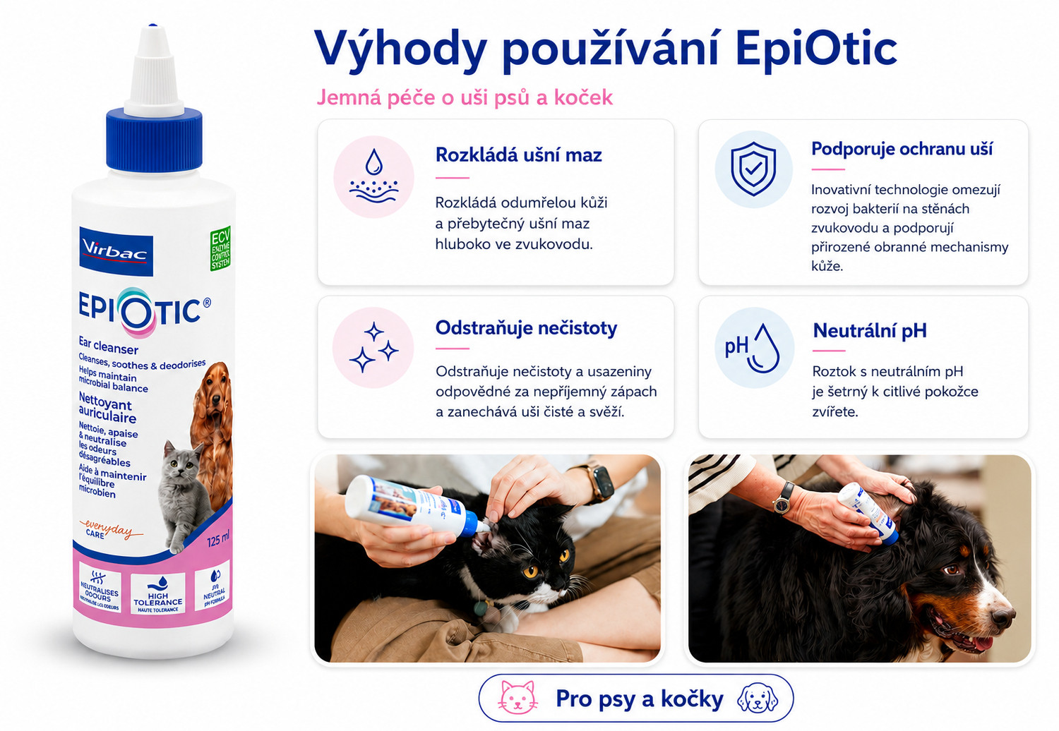 VIRBAC EpiOtic Ear Cleanser - tekutý přípravek na péči o uši pro psy a kočky - 125ml - foto 1