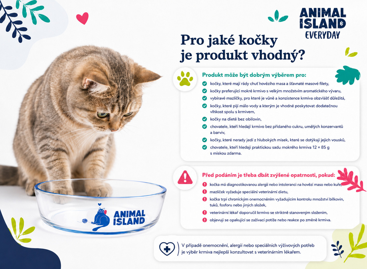 ANIMAL ISLAND Everyday Beef in broth Box - mokré krmivo pro kočky - 12x85g + talířek zdarma - foto 2