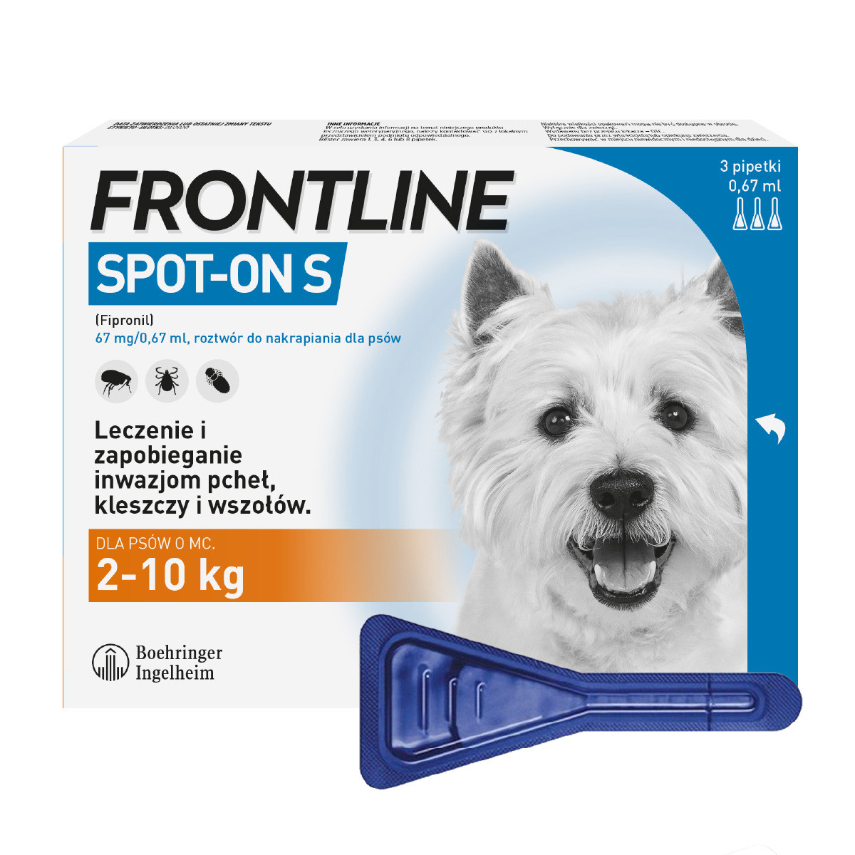 Frontline Spot- on S kapky proti parazitům pro psy 2-10 kg, 3 x 0,67 ml - foto 1
