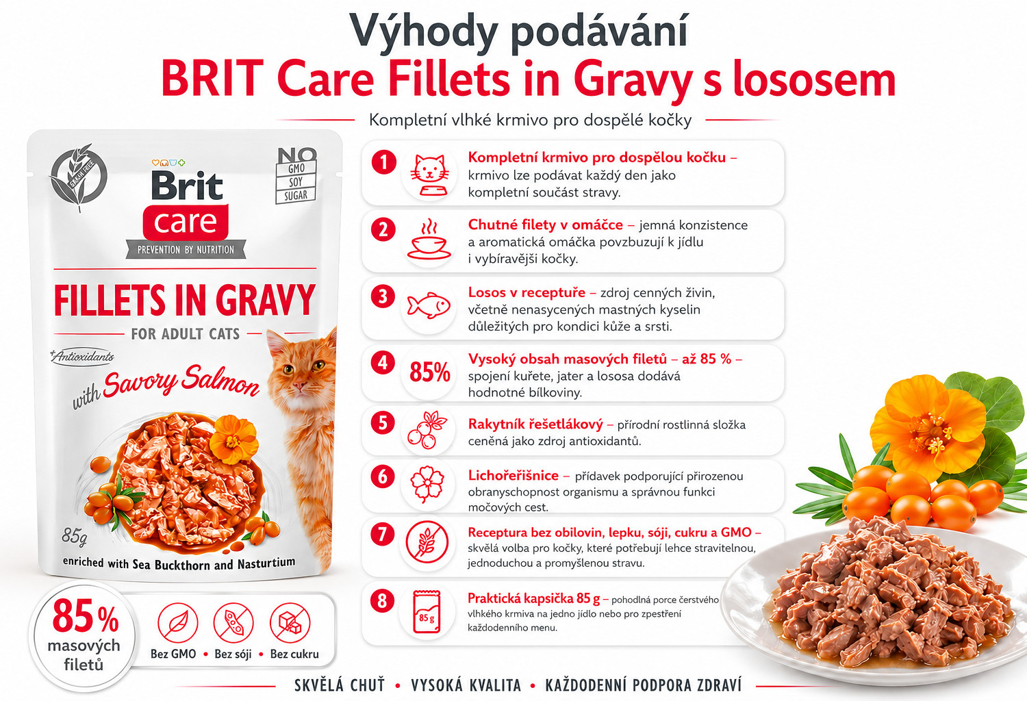BRIT Care Fillets in Gravy filety s lososem v omáčce – vlhké krmivo pro kočku – 85g - foto 1