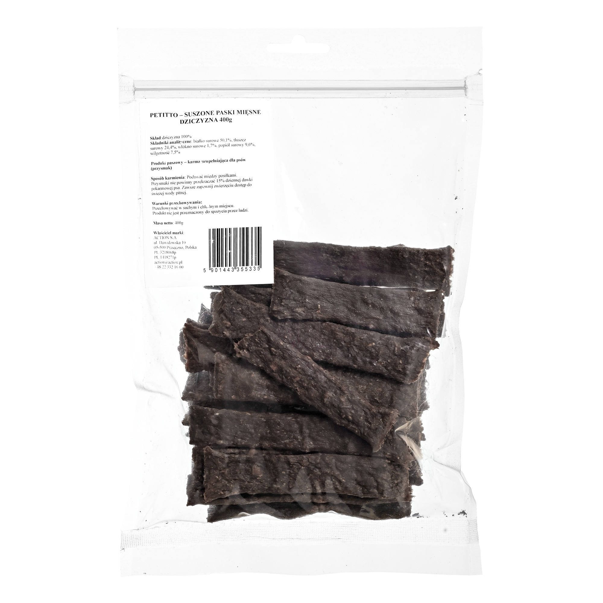 PETITTO Monoproteinové masové stripsy Zvěřina - psí pamlsek - 400g - foto 1