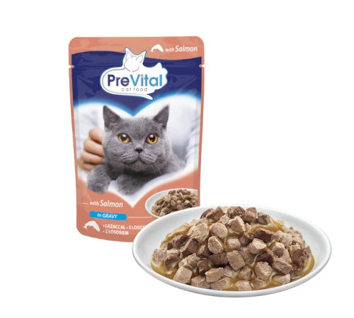 PREVITAL Cat Food Mix 4 Příchutě Kuře, Telecí, Losos, Drůbež – mokré krmivo pro kočky – 96 x 100 g - foto 6