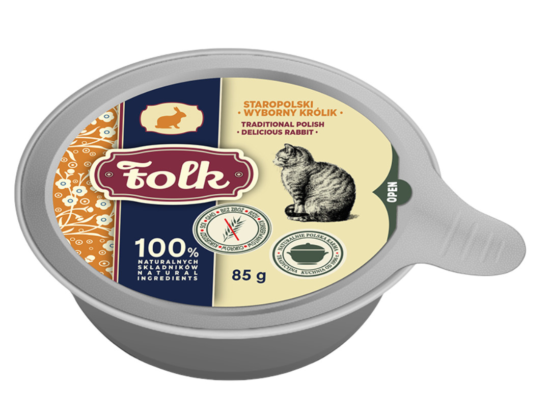 FOLK Traditional Polish delicious rabbit Mono - mokré krmivo pro kočky - 85g - foto 1