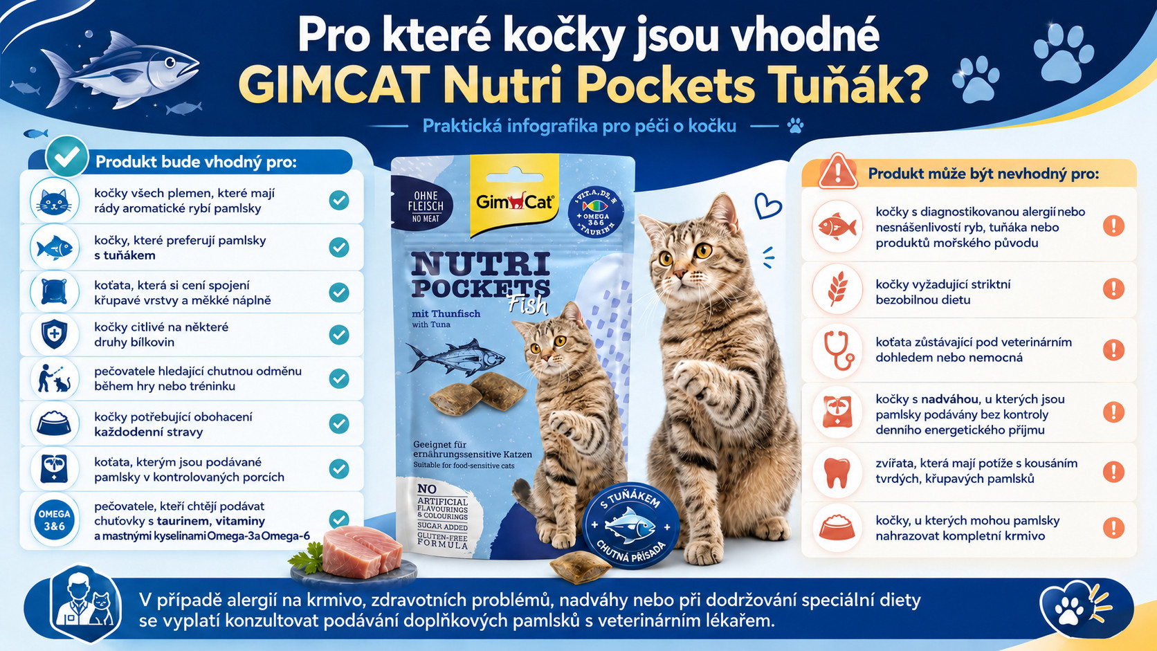 GIMCAT Nutri pockets Tuna - pamlsek pro kočky - 60g - foto 2