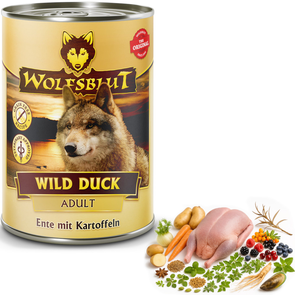 WOLFSBLUT Wild Duck Duck with potatoes - vlhké krmivo pro psy - 395g - foto 4