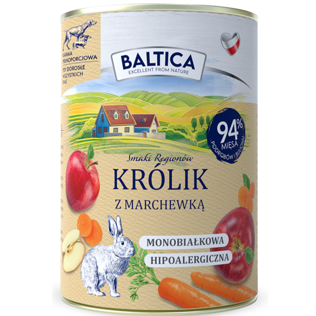 BALTICA Smaki regionów Mono Rabbit with carrot - vlhké krmivo pro psy - 400g - foto 1