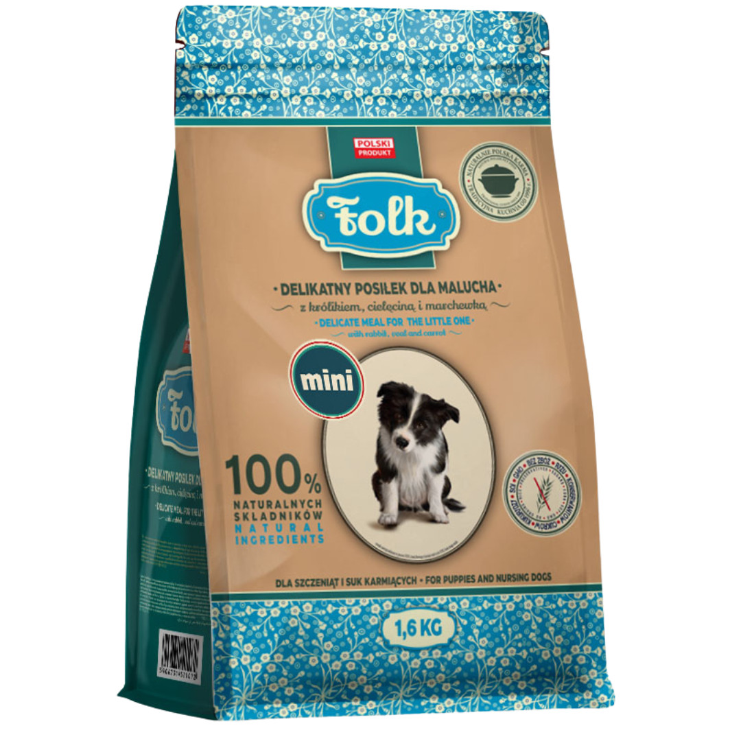FOLK Junior Small breeds Gentle meal for puppy with rabbit, veal and carrot - suché krmivo pro psy - 1,6kg - foto 1