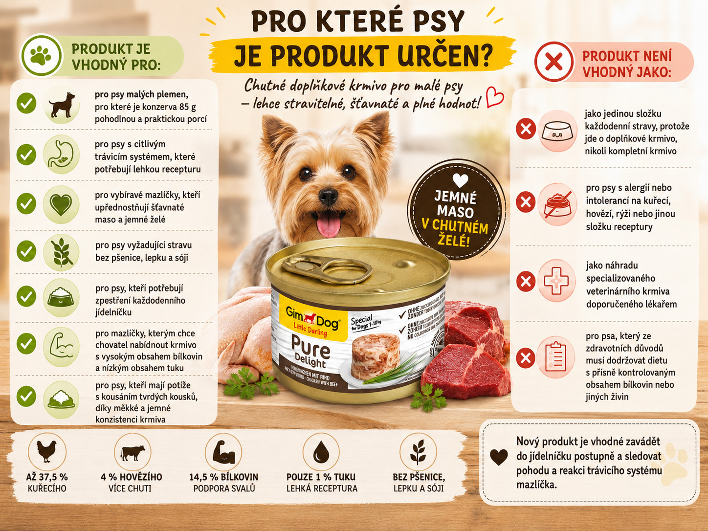 GIMDOG Little Darling Pure Delight Chicken with beef - vlhké krmivo pro psy - 85g - foto 2