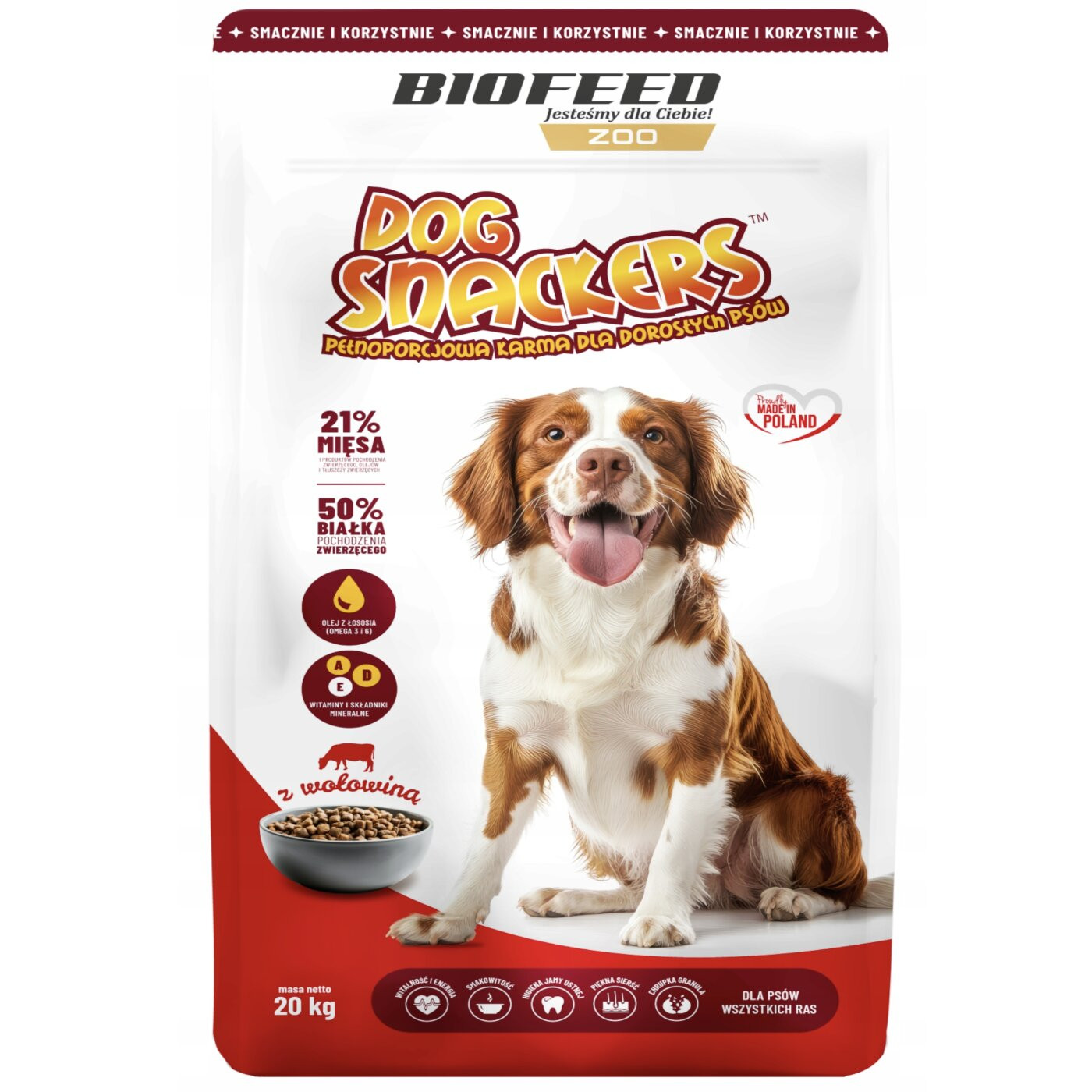 BIOFEED Dog Snackers Adult medium & large Beef - suché krmivo pro psy - 20kg - foto 1