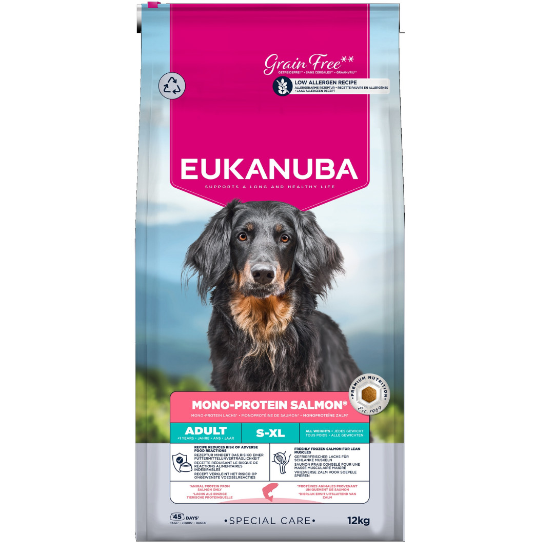 EUKANUBA Special Care Mono-Protein Adult, losos – suché krmivo pro psy – 12kg - foto 1