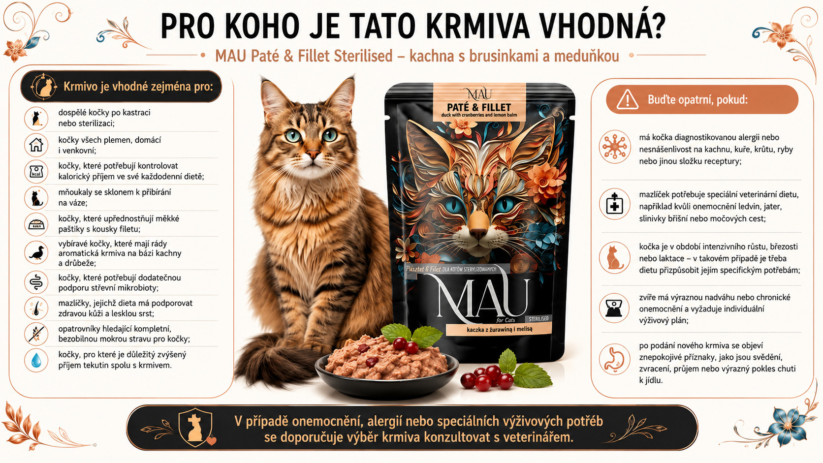 MAU Paštika a filet Sterilised MIX příchutí - mokré krmivo pro kočky - 12x85g - foto 2