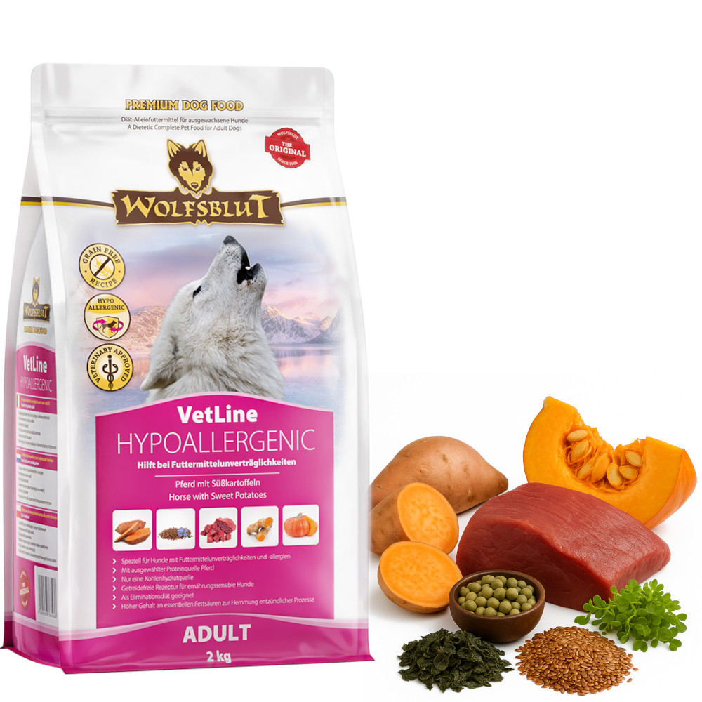 WOLFSBLUT VetLine Hypoallergenic Horse with sweet potatoes - suché krmivo pro psy - 2kg - foto 6