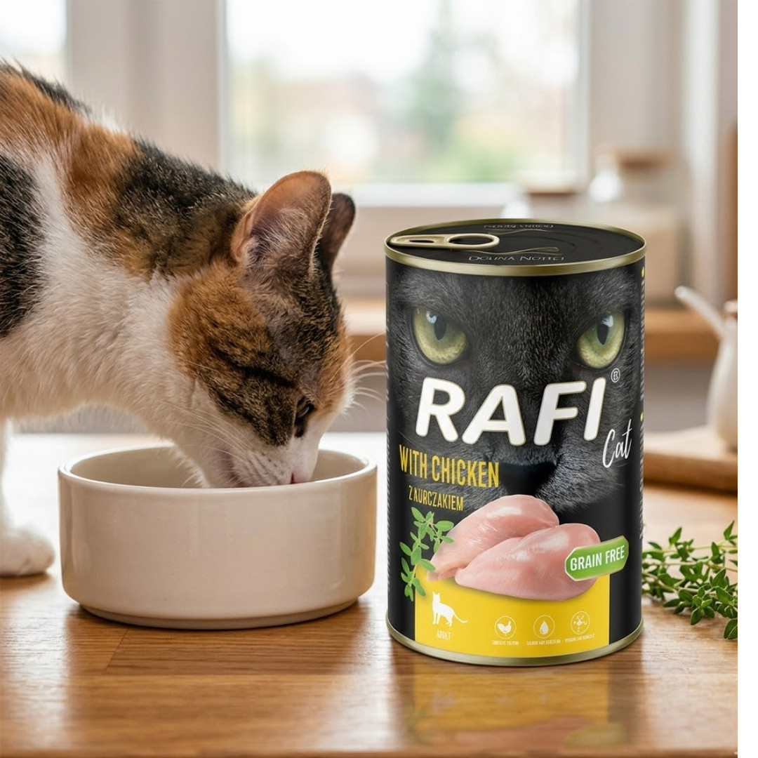 RAFI Cat Adult with chicken - mokré krmivo pro kočky - 400g - foto 2