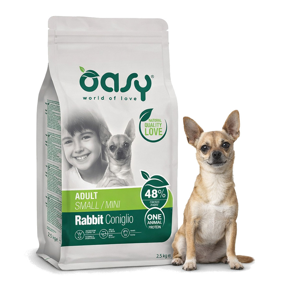 OASY One Animal Protein Adult Small/Mini Rabbit - suché krmivo pro psy - 2,5kg - foto 2