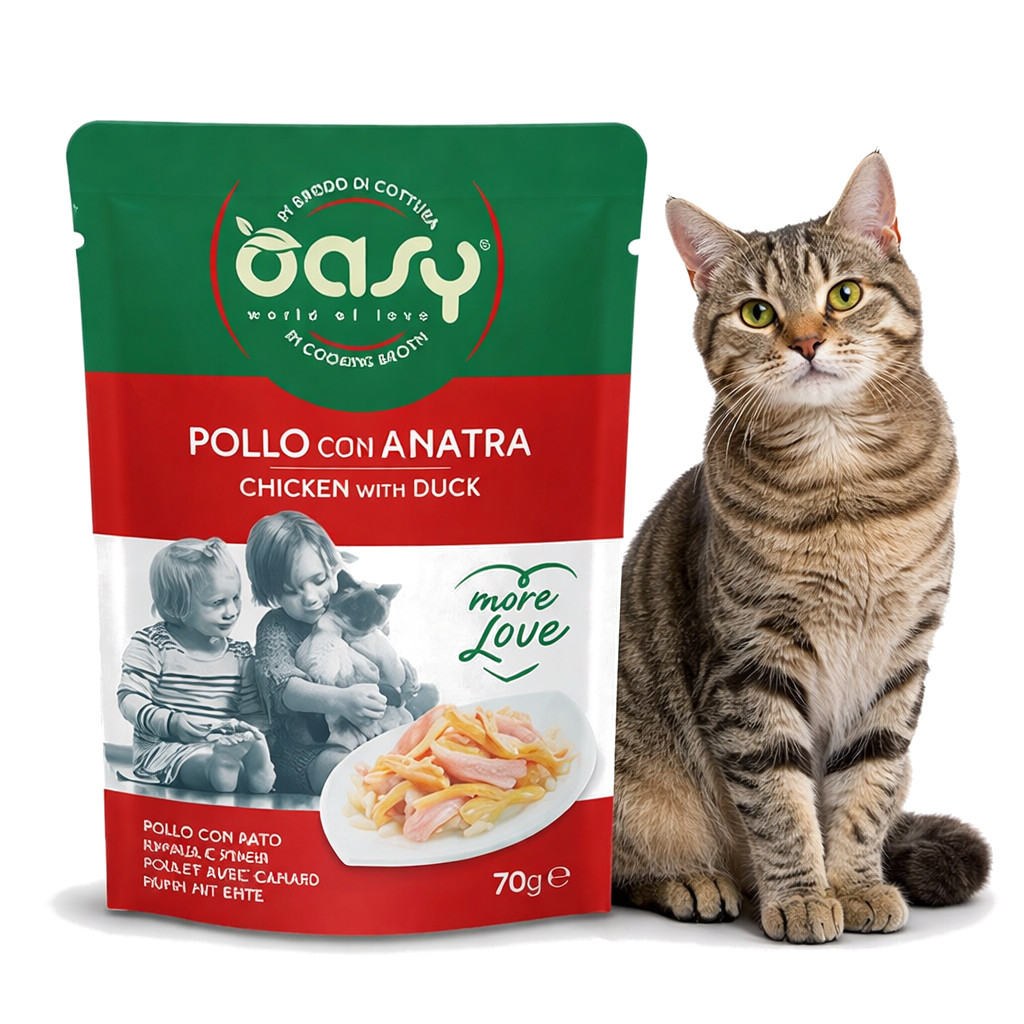 OASY More Love Chicken with duck - mokré krmivo pro kočky - 70g - foto 2