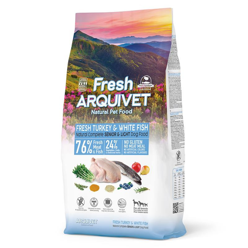 ARQUIVET Fresh Senior & Light Krůtí a Ryba - poloměkké krmivo pro psy - 10 kg - foto 2