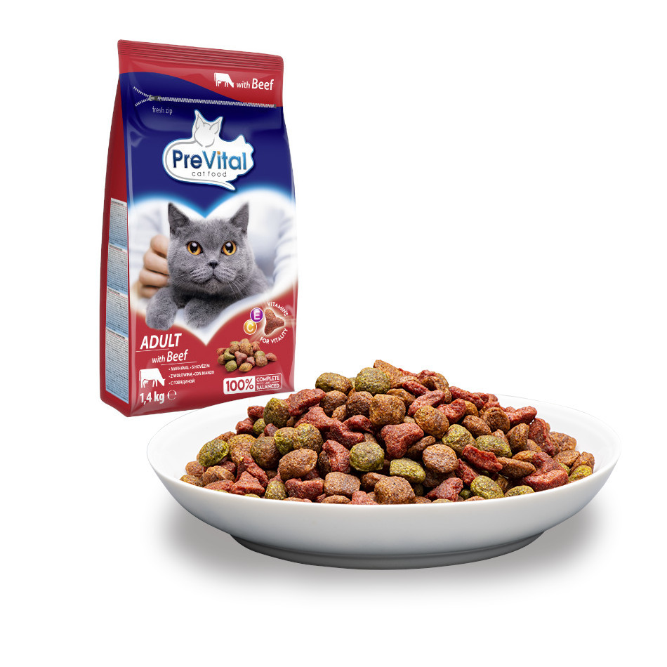 PREVITAL Cat Food Adult s hovězím - suché krmivo pro kočky - 1,4 kg - foto 1