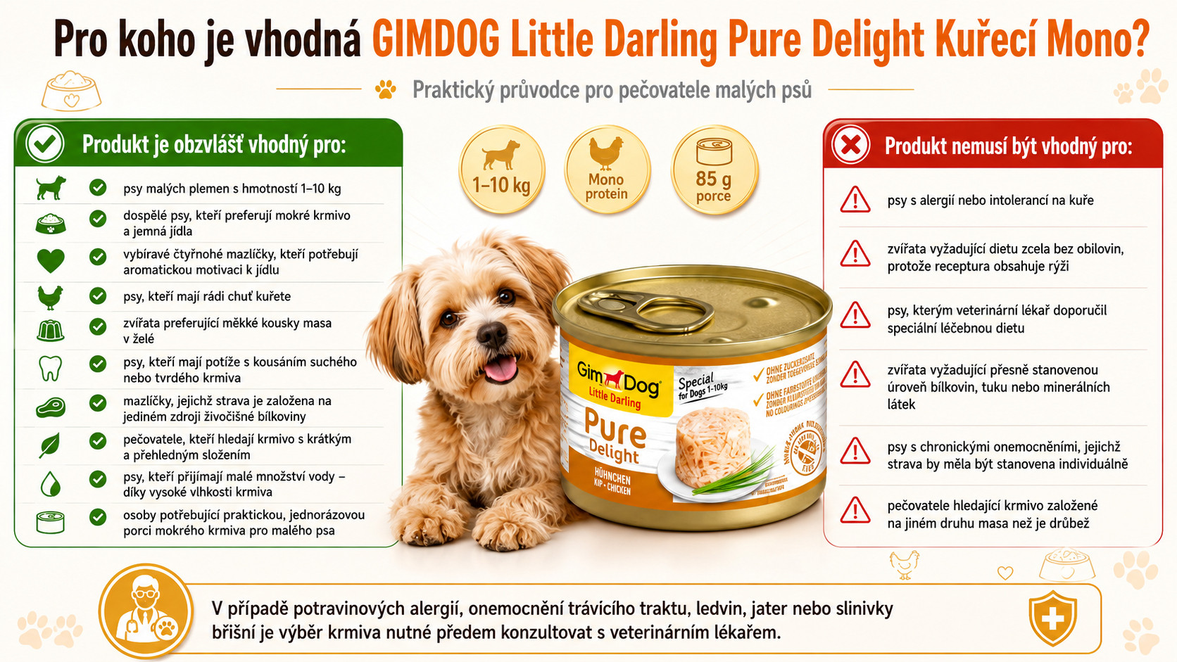 GIMDOG Little Darling Pure Delight Chicken Mono - vlhké krmivo pro psy - 85g - foto 2