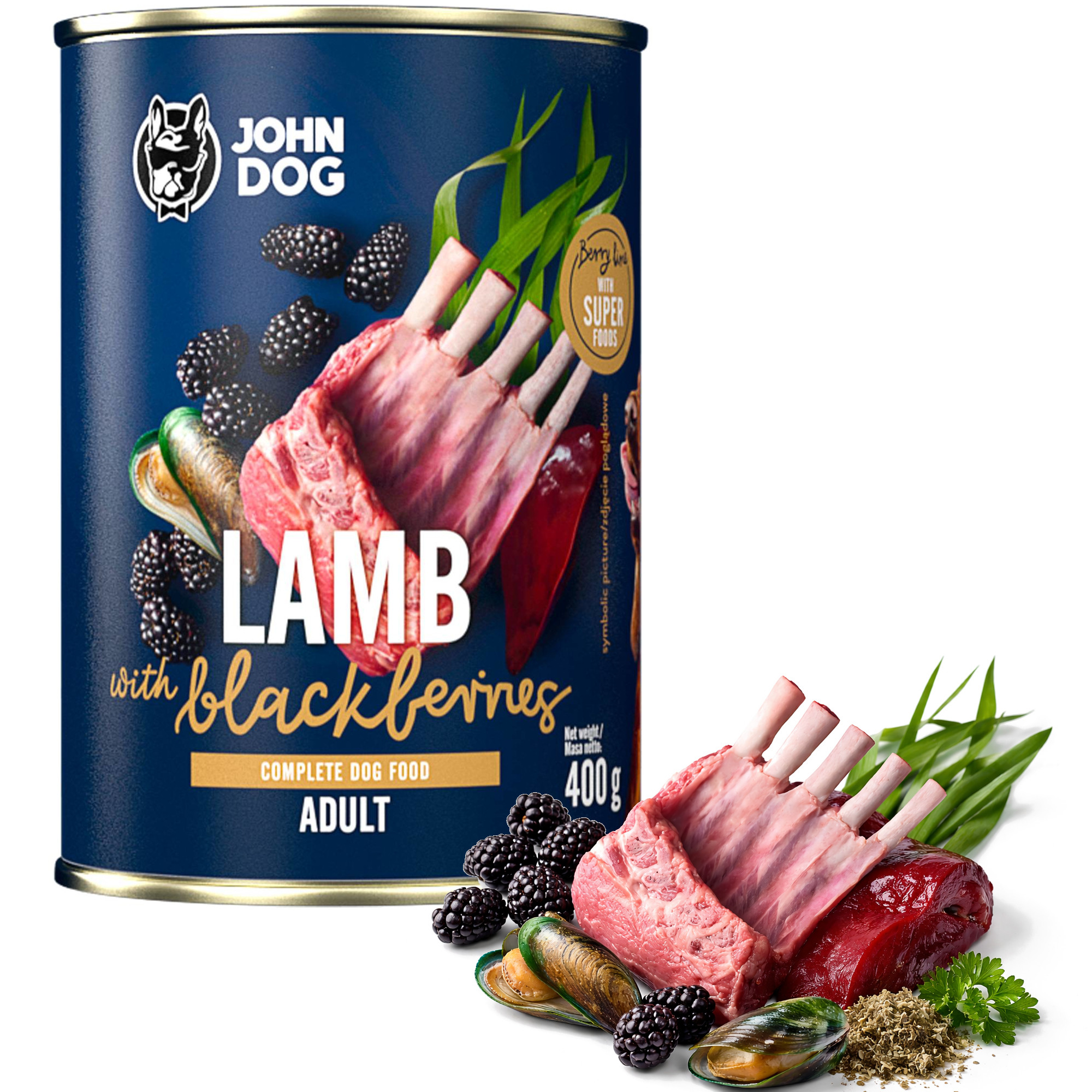 JOHN DOG Berry Line Lamb with blackberries - vlhké krmivo pro psy - 400g - foto 4