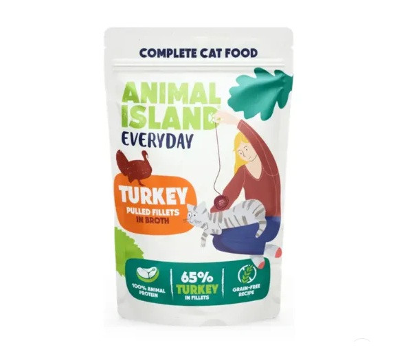 ANIMAL ISLAND Turkey in broth - mokré krmivo pro kočky - 40x85g - foto 2