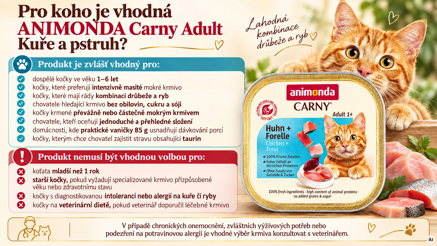 ANIMONDA Carny Adult Chicken and trout - mokré krmivo pro kočky - 85g - foto 2