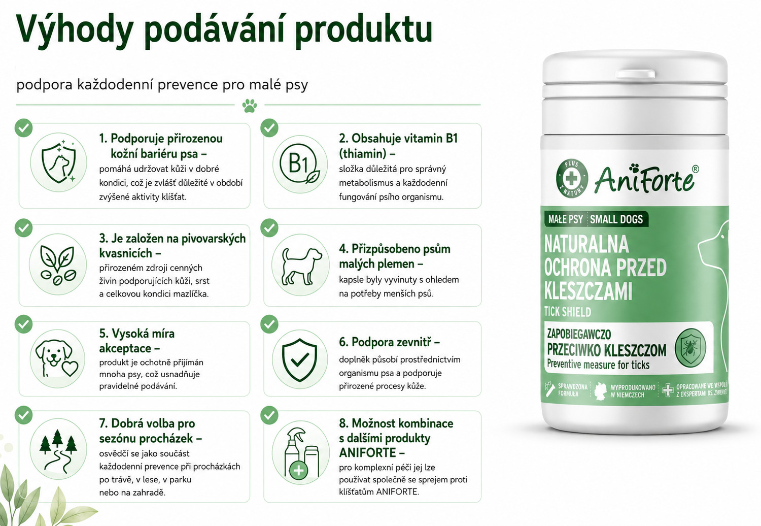 ANIFORTE Tick shield Small breeds - doplňky stravy pro psy - 60 tablet - foto 1