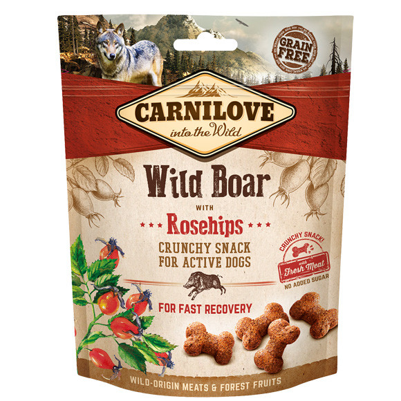 CARNILOVE Fresh Crunchy Wild Boar & Rosehips With Fresh Meat - pamlsek pro psy - 200 g - foto 1