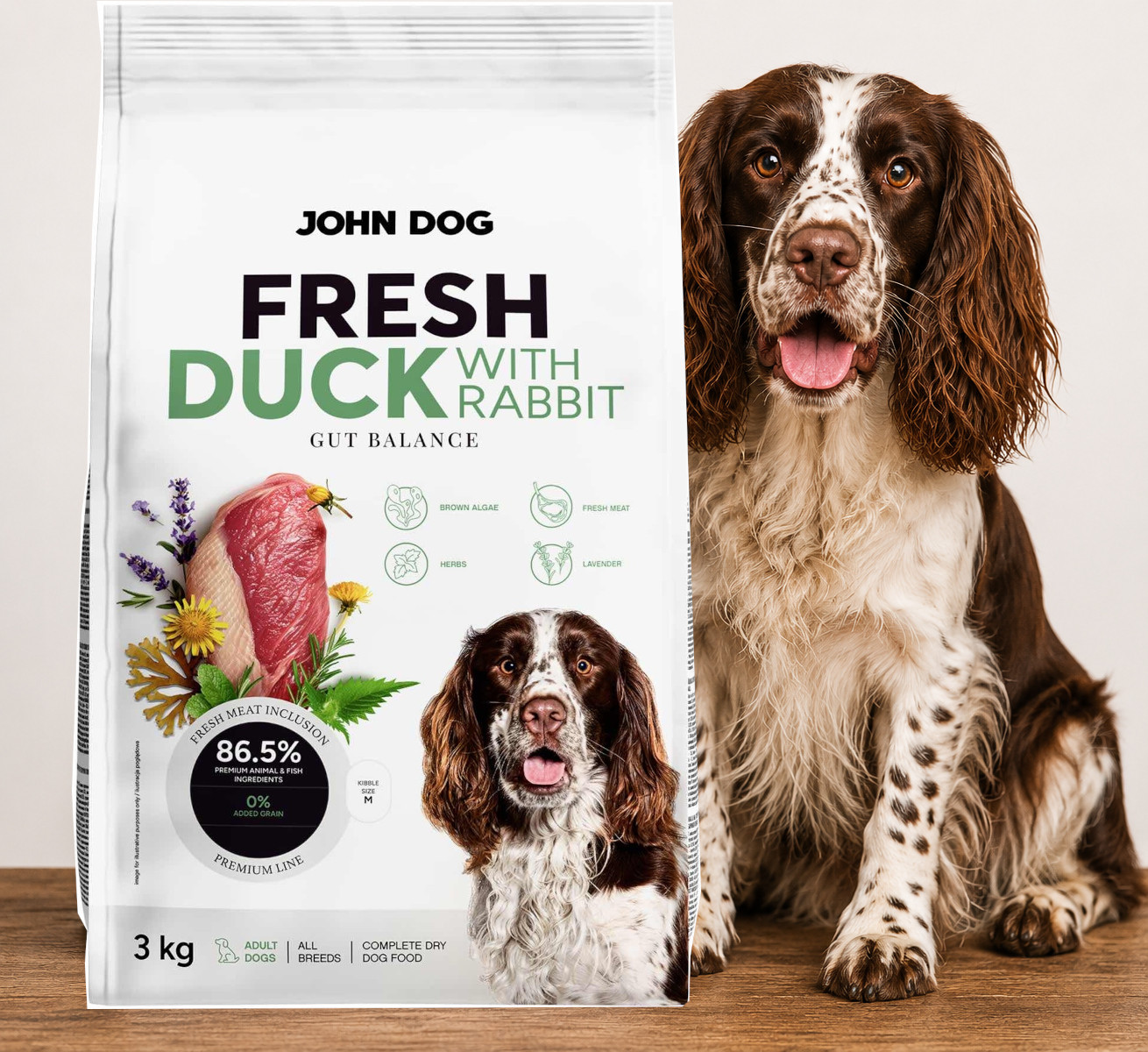 JOHN DOG Fresh Duck with rabbit - suché krmivo pro psy - 3kg - foto 3