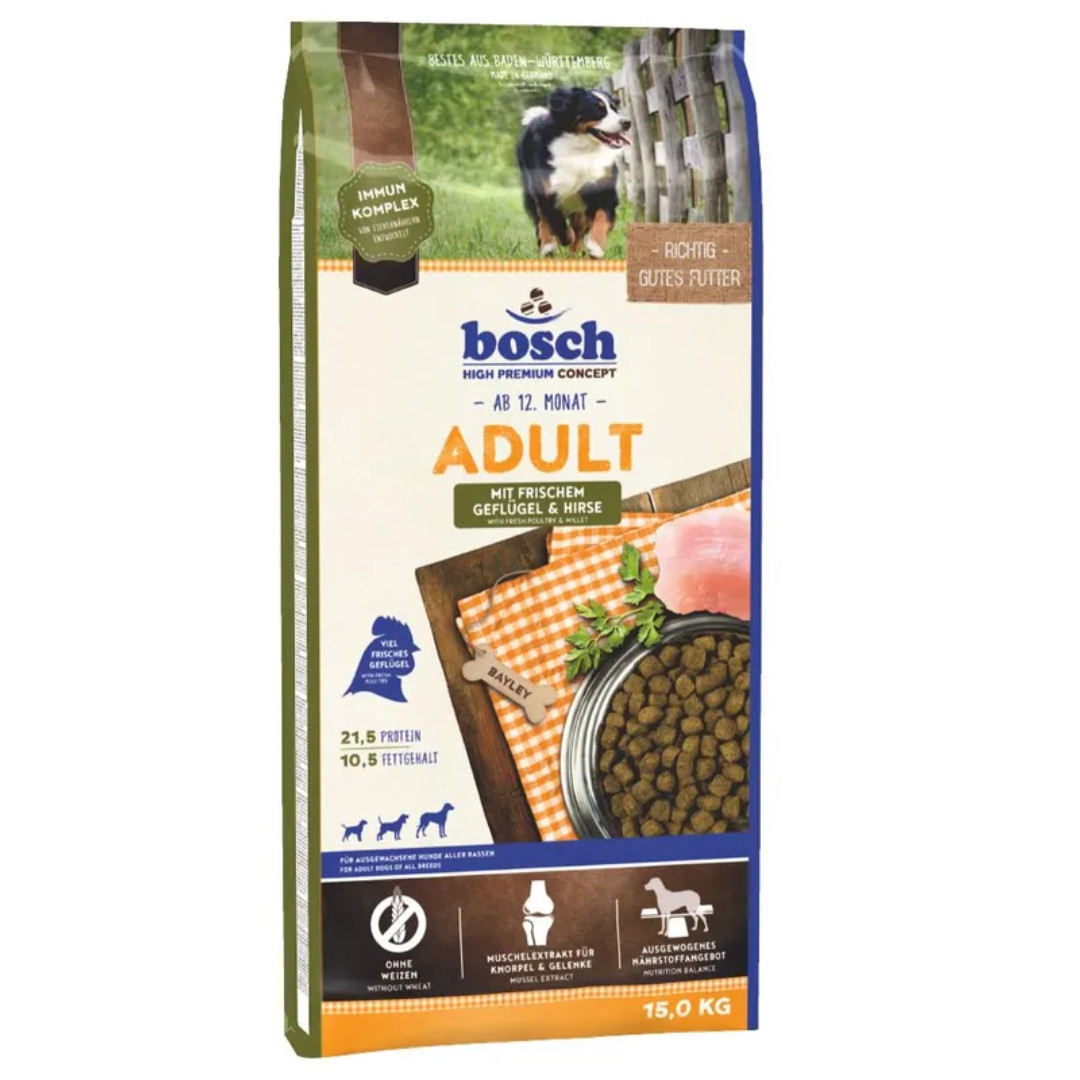 BOSCH Adult Fresh Poultry & Millet – čerstvá drůbež a proso – suché krmivo pro psy – 15 kg - foto 1