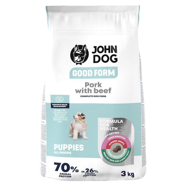 JOHN DOG Good Form Junior Pork with beef - suché krmivo pro psy - 3kg - foto 1
