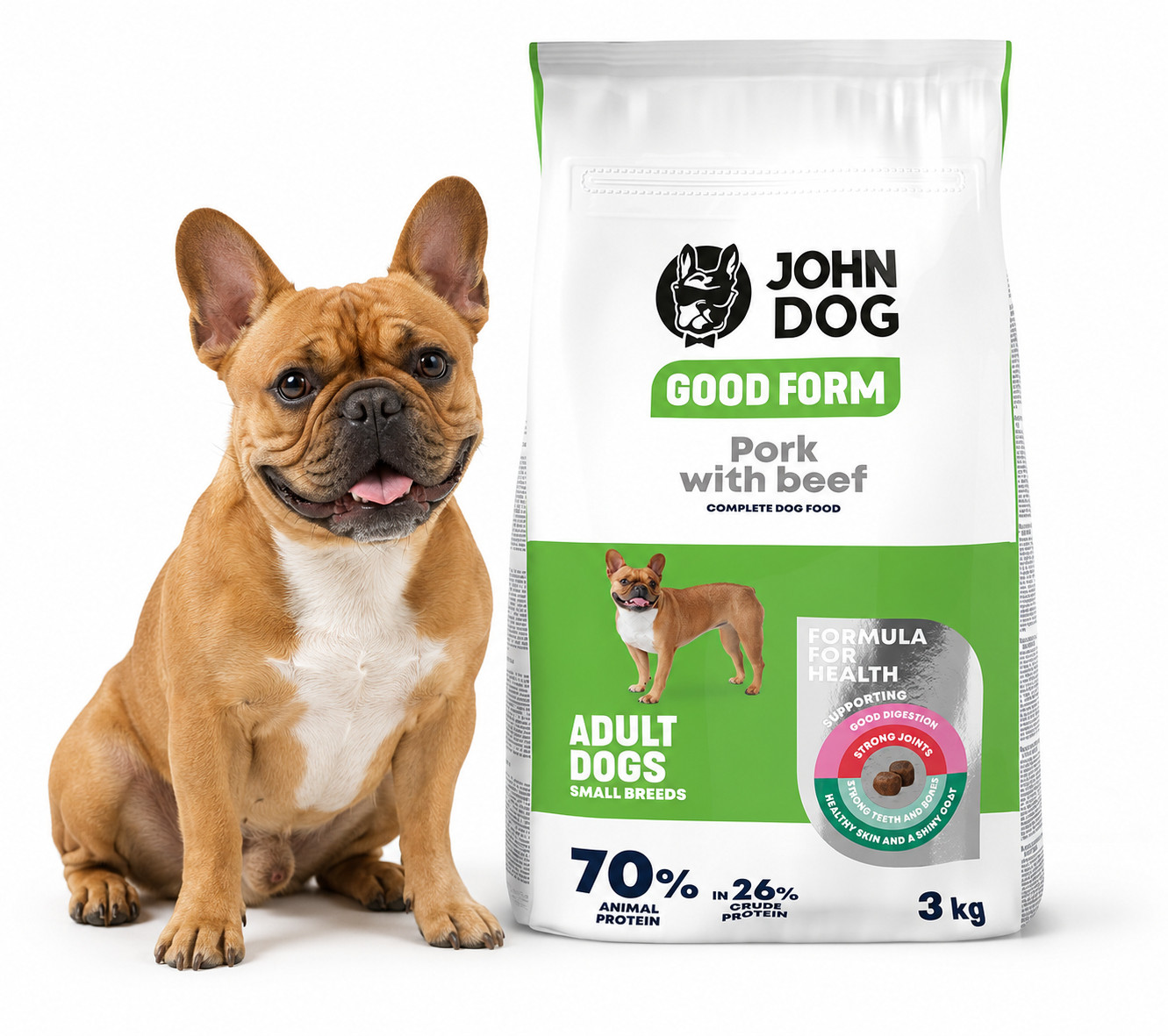 JOHN DOG Good Form Small breeds Pork with beef - suché krmivo pro psy - 3kg - foto 3