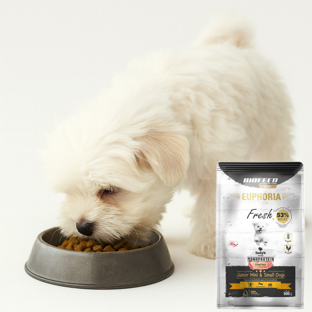 EUPHORIA Fresh Junior Monoprotein Turkey XS/S - suché krmivo pro psy - 500g - foto 6