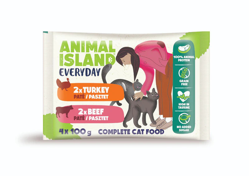 ANIMAL ISLAND Pate Beef / Turkey - mokré krmivo pro kočky - 4x100g - foto 1